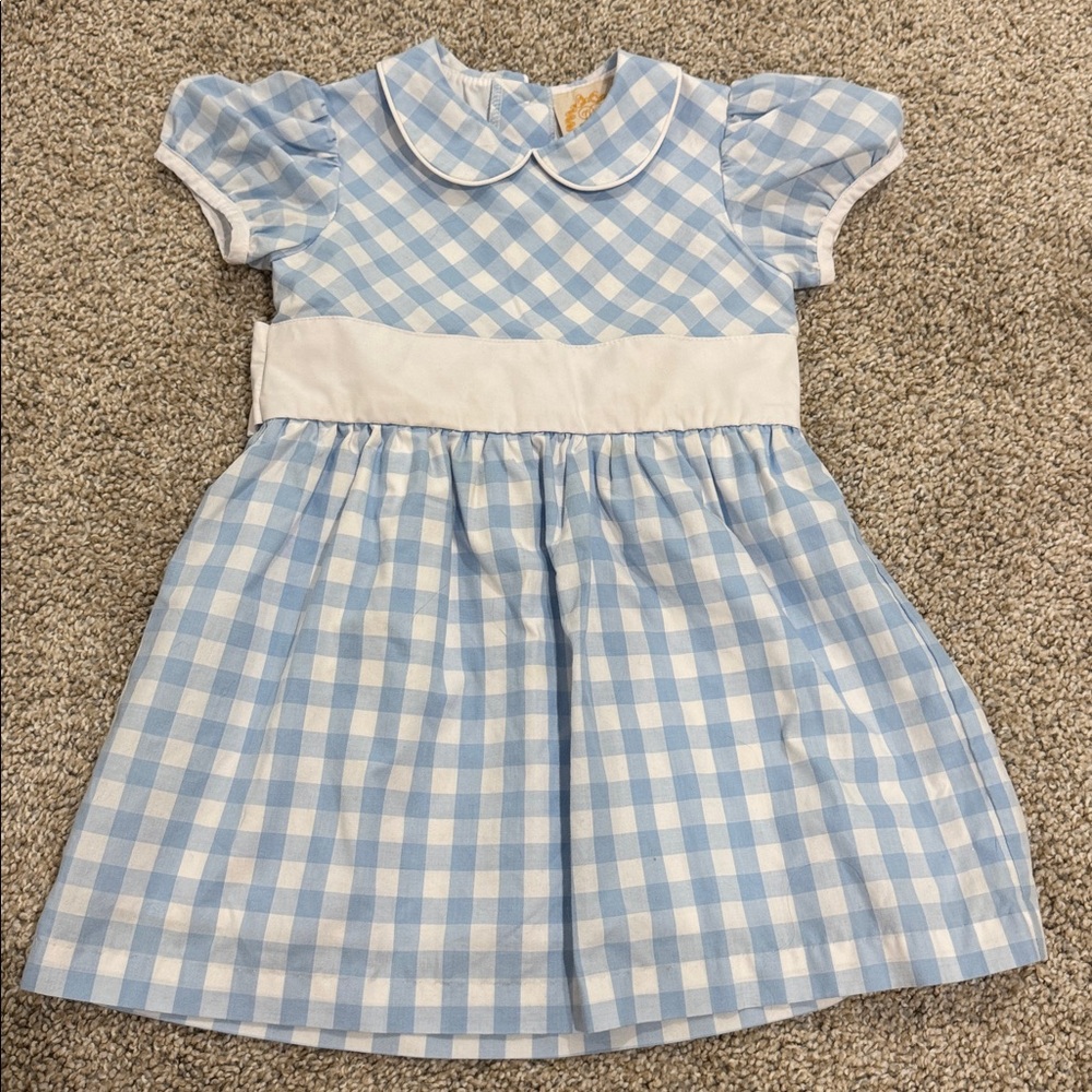 The Beaufort Bonnet Company Blue and White Plaid Dress Cindy Lou Sash Dress NWT